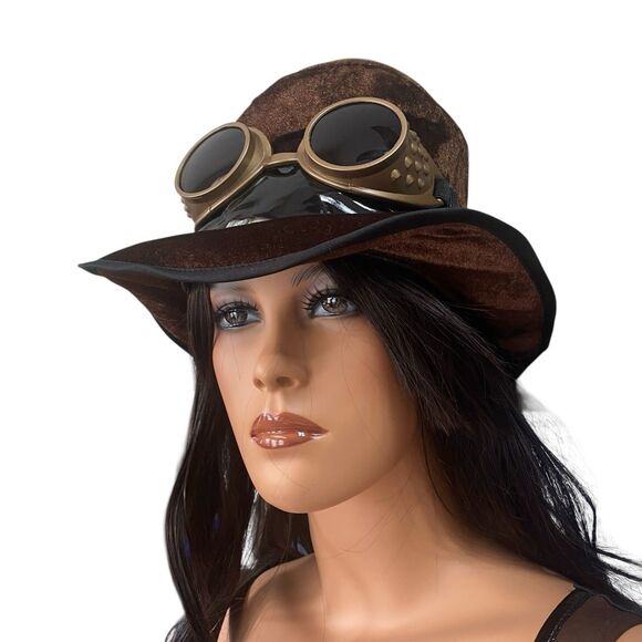 Adult XL  Steampunk Lady Costume And Hat Cosplay Size 14-16 Goggles Ruffles - Picture 7 of 10